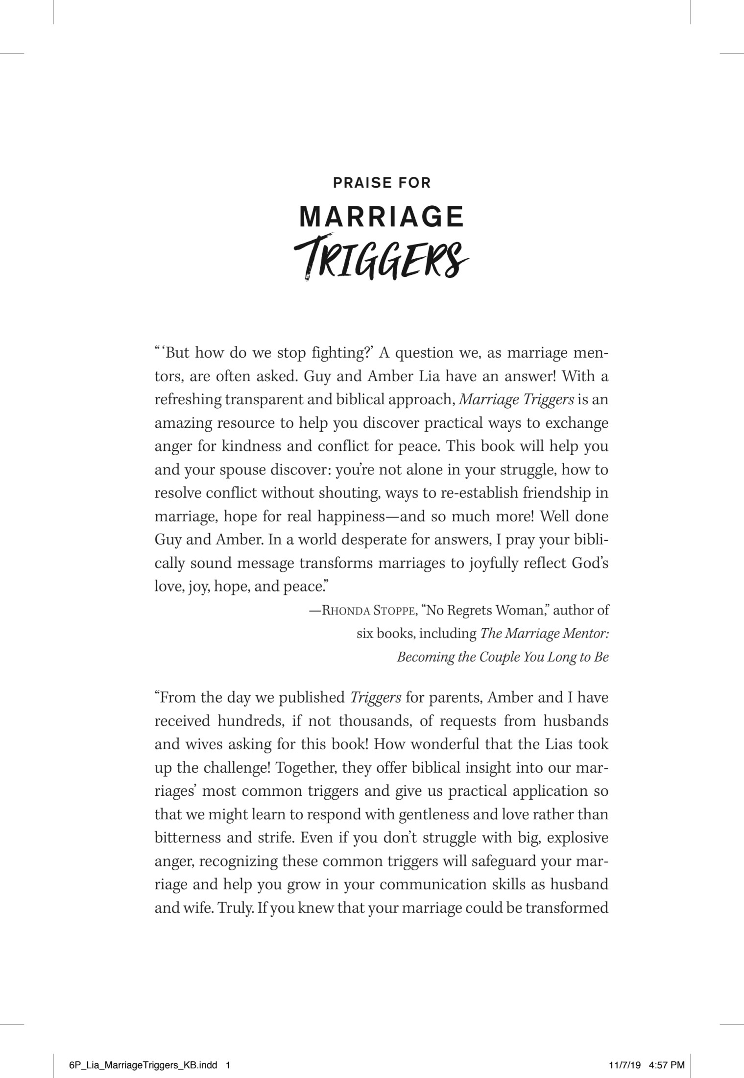 Marriage Triggers: Exchanging Spouses' Angry Reactions for Gentle Biblical Responses